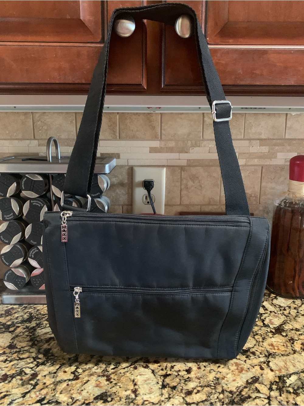 Maxx New York Black Nylon Crossbody Shoulder Bag